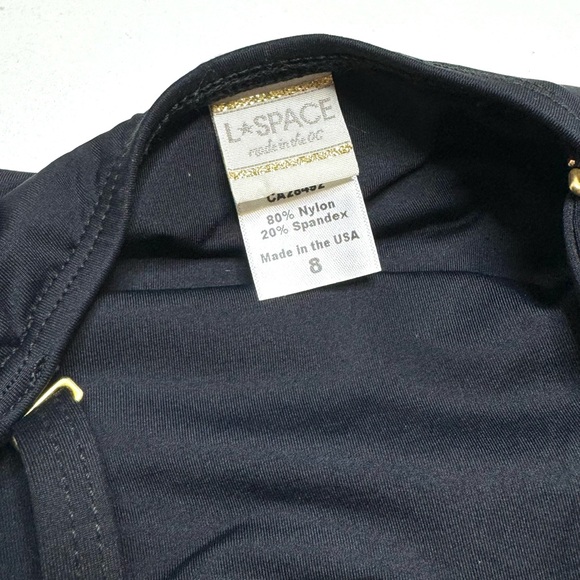 L*SPACE Black Bella Ruched Slimming Convertible One Piece Cheeky Swimsuit Size 8 - Picture 3 of 11